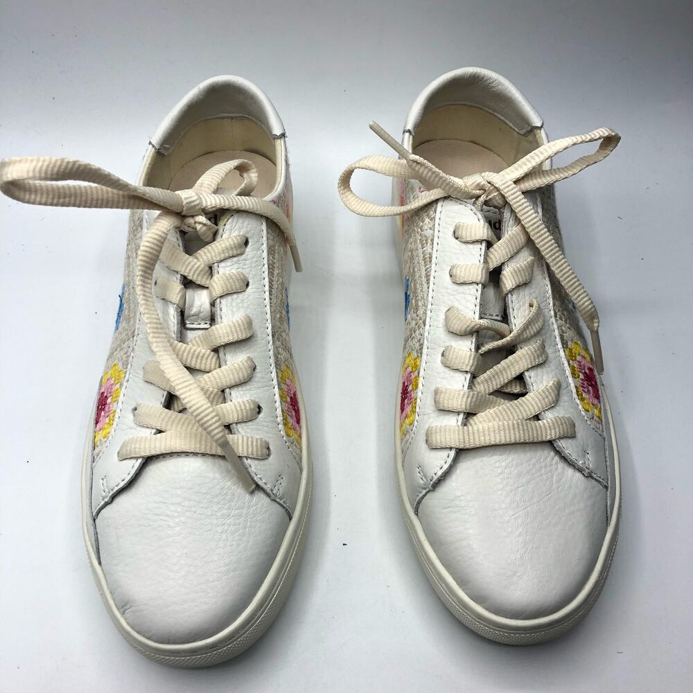 Soludos Ibiza Sweater Sneaker Lace Up White/ Multicolor Size US 8.5 - Picture 3 of 12